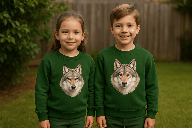 mikina detská Vlk dve deti mk